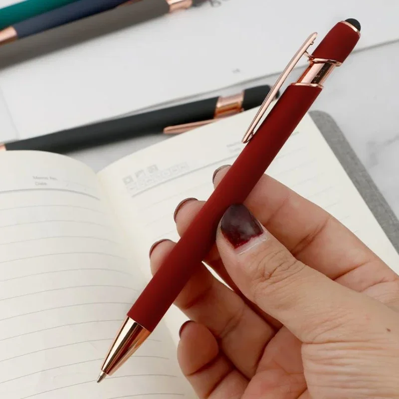 100pcs Free Engraving Aluminum Pen Lettering Metal Ballpoint with TouchScreen Advertising Gift Promotion Pens Multi Function Pen