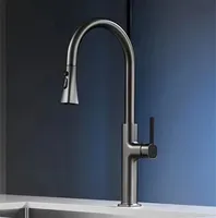 Grey Pull Out Kitchen Faucet Brushed Gold Sink Mixer Tap 360 degree rotation torneira cozinha mixer taps Kitchen Tap