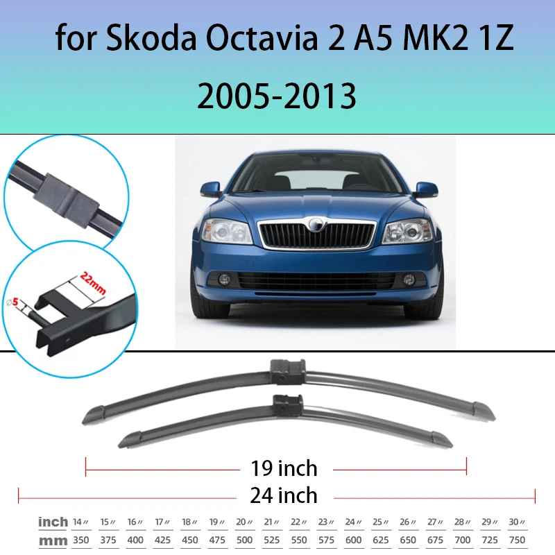 

Car Front Wiper Blades for Skoda Octavia 2 A5 MK2 1Z 2005 2006 2007 2008 2009 2010 2011 2012 2013 Windshield Accessories