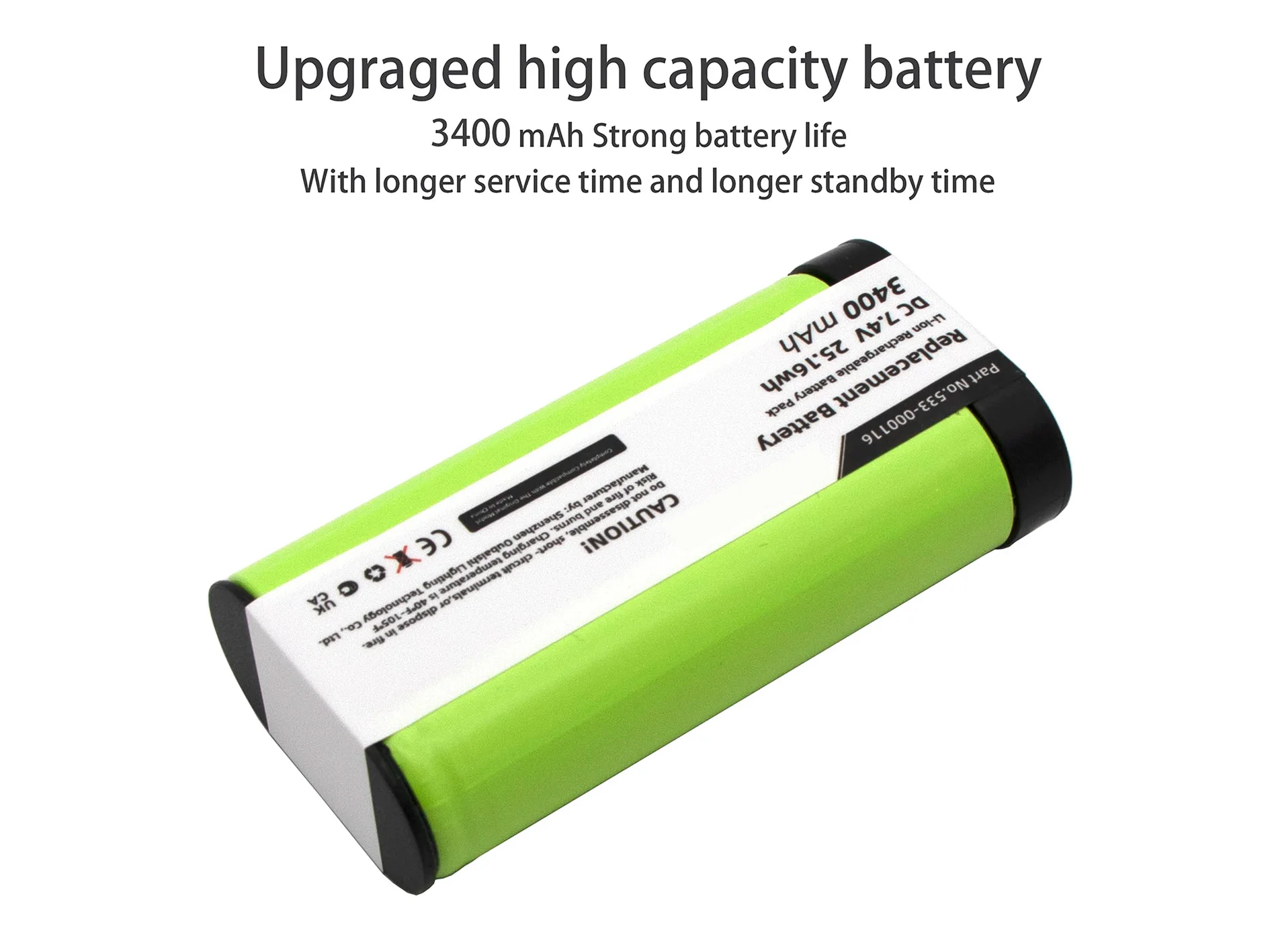 Replacement Battery for Logitech  084-000845, S-00171,Ultimate Ears MegaBlast, Ultimate Ears Megaboom 3 533-000146 7.4V/ 3400mAh