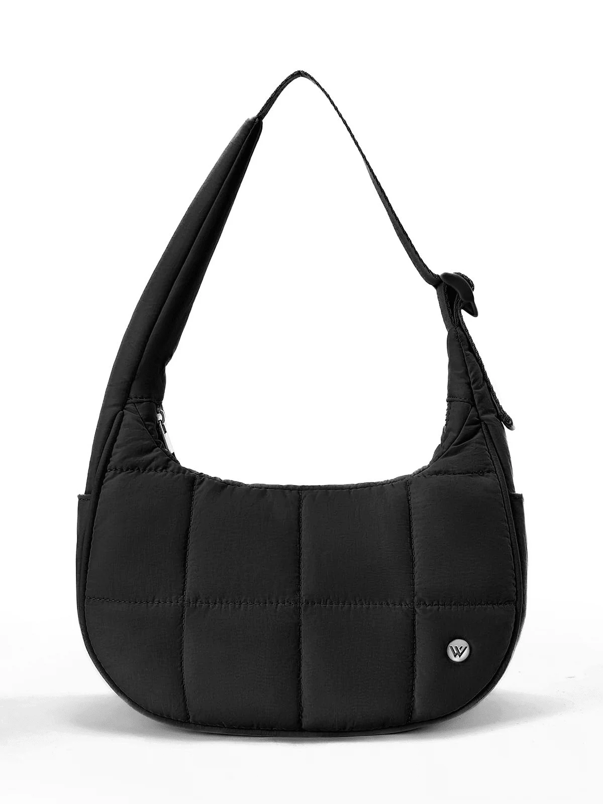 محفظة صغيرة منتفخة على شكل هلال للنساء، حقيبة كتف مبطنة من النايلون مع حزام قابل للتعديل، حقائب يد ومحافظ منتفخة