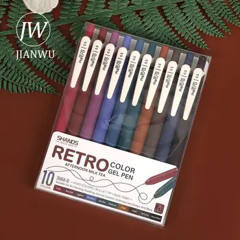 建武 10支/套 復古馬卡龍彩色按壓式凝膠筆套裝 0.5mm 書寫流暢 創意日記 學生文具用品 6 最佳銷售 建武官方店 - №6