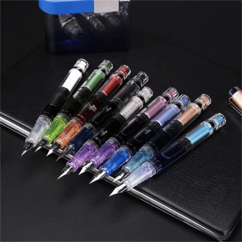 Stationery Office EF Nib 0.38mm Large Capacity Transparent Ink Pens Piston Fountain Pen Fountain Pen Writing Pen
