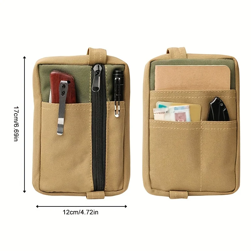 Tactical Portable Outdoor EDC Tool Storage Pouch, Mini Zipper Wallet Coin Purse, Made of Oxford Fabric, Suitable for Outdoors