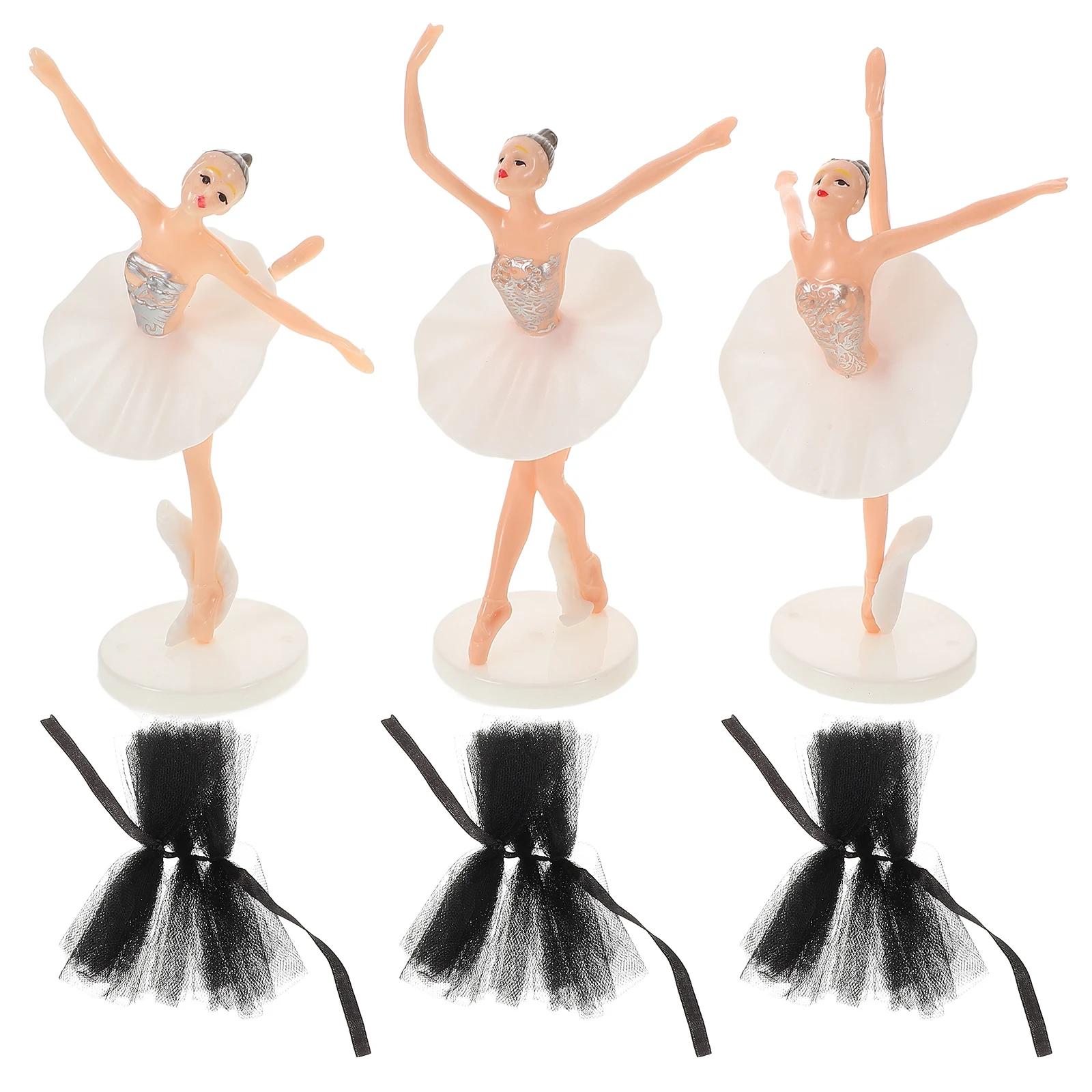 

Ballet Girl Cake Topper Ornaments White Black Tulle Skirt Delicate Design Safe Materials Easy Clean Versatile Choice
