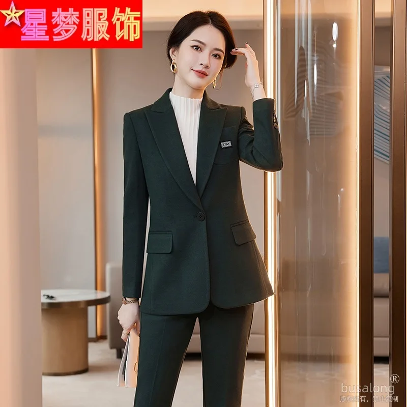 Terno profissional para mulheres, roupa de trabalho elegante de outono e inverno, terno de negócios estilo primavera e outono, terno formal, roupa de trabalho, F