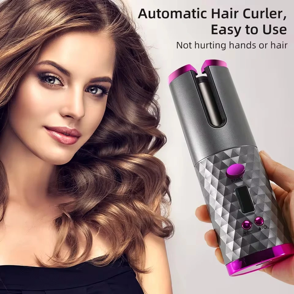 Automatic Hair Culers 3 Color Option USB Charging Portable Wireless Rotate Hair Curler Auto Hair Curling Iron Anti Scalding