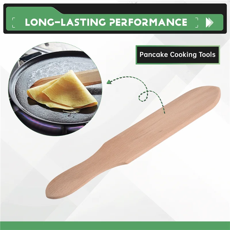 ABWR-4 Piece Spatula Set Wooden T Sticks For Spreading Pancake Batter Wood Color Kitchen Tool Utensils For Uniform Crepe Maker