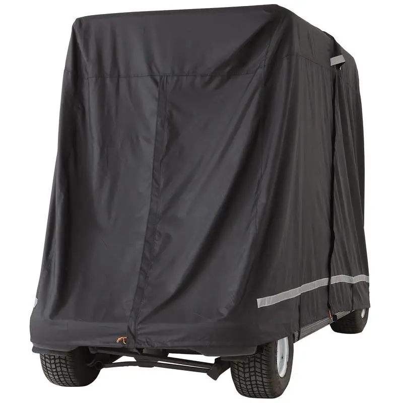 

2+2 Passenger Golf Cart Cover, 600D Polyester Full Cover, Suitable for 2+2 Golf Carts, Waterproof, Sunproof, and Dustproof Outdoor Golf Cart Cover with Three Zipper Doors, Black