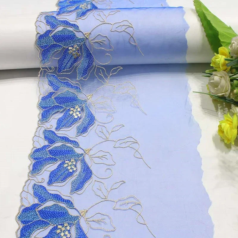 1 Yard Flower Embroidery Lace Accessories Curtain Decoration Underwear Wedding Gauze Polyester Thread Gradual Lace