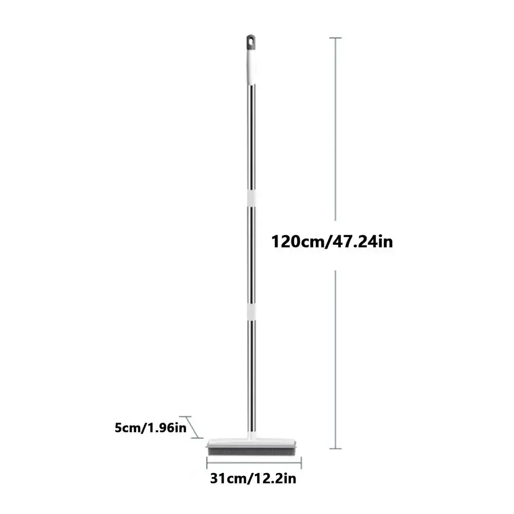 Escova de chão de borracha para pelos de animais de estimação, para tapete, removedor de pelos de cães com rodo embutido, mini vassoura de silicone, limpeza