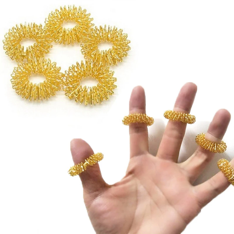 10 قطع من حلقة تدليك الإصبع المصنوعة من الفولاذ المقاوم للصدأ علاج الوخز بالإبر للاسترخاء في الدم #2