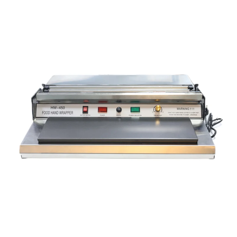 HW-450 سوبر ماركت متجر الفاكهة التعبئة والتغليف والحفاظ على فيلم ختم آلة قطع الحفاظ على آلة تغليف الفيلم
