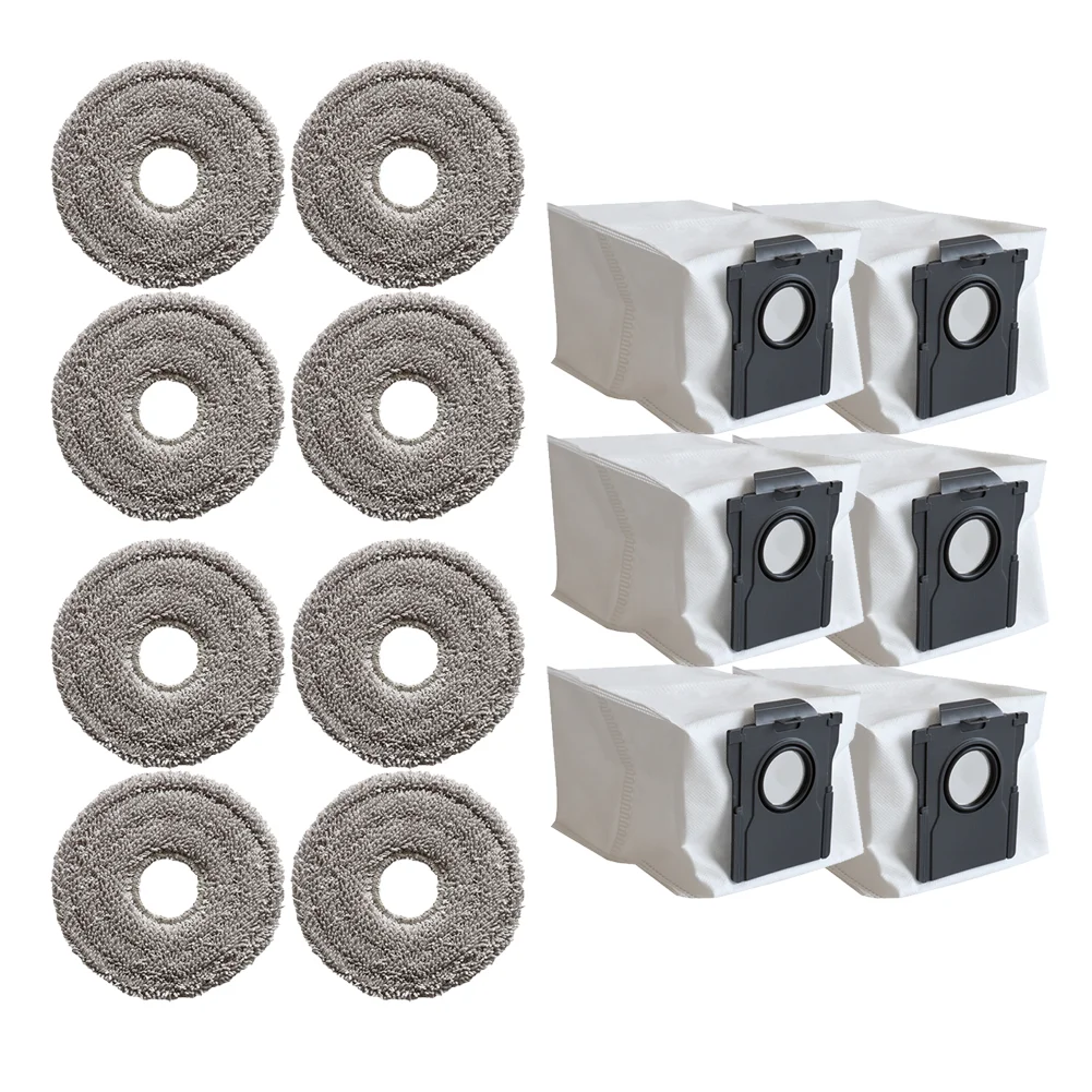 Refill Pack for Dreame For Mova P60 Robot Vacuum Cleaner with 6 3.3L Dust Bags and 8 Washable Mop Cloths for Routine Floor Care
