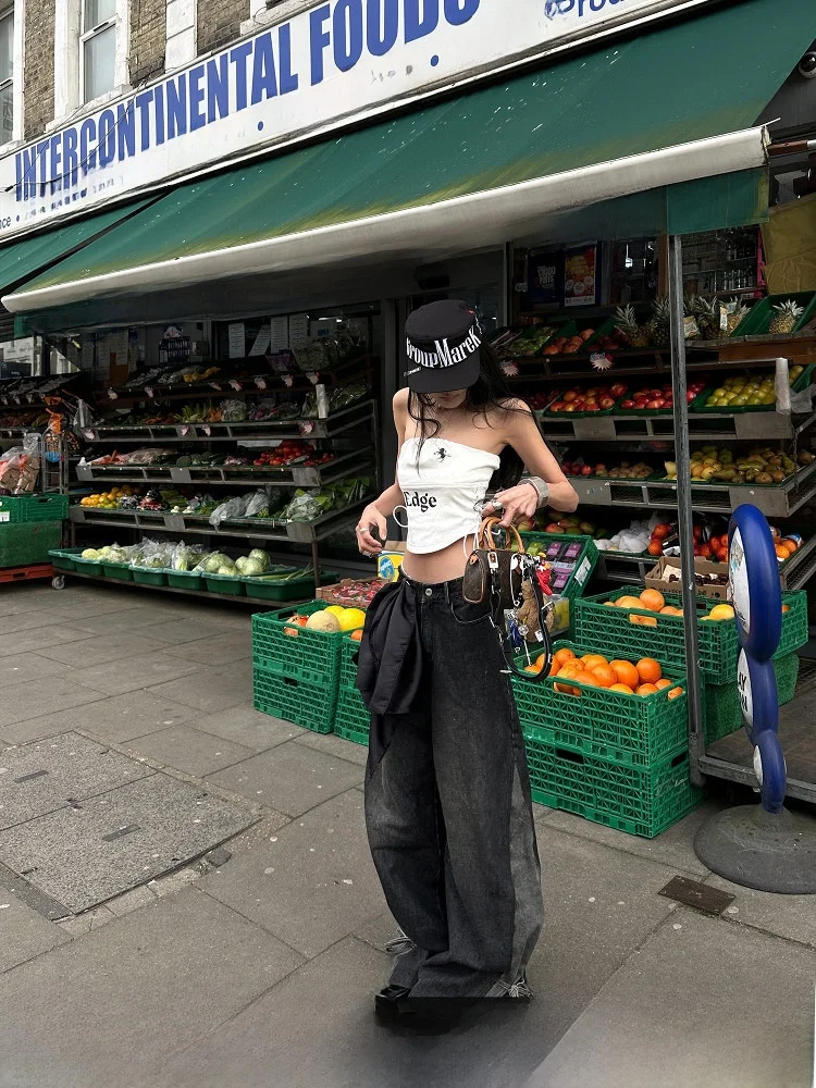 

Джинсы женские WARDEN с низкой посадкой, драпировкой, свободного кроя, широкие штанины, длиной в пол, из хлопка, летние, модные