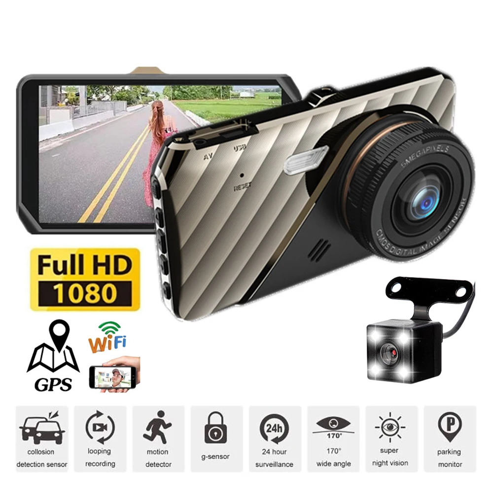 Dash Cam Car DVR WiFi GPS Full HD 1080P Rear View Drive Video Recorder Vehicle Black Box Dashcam Auto Car Camera Car Accessories