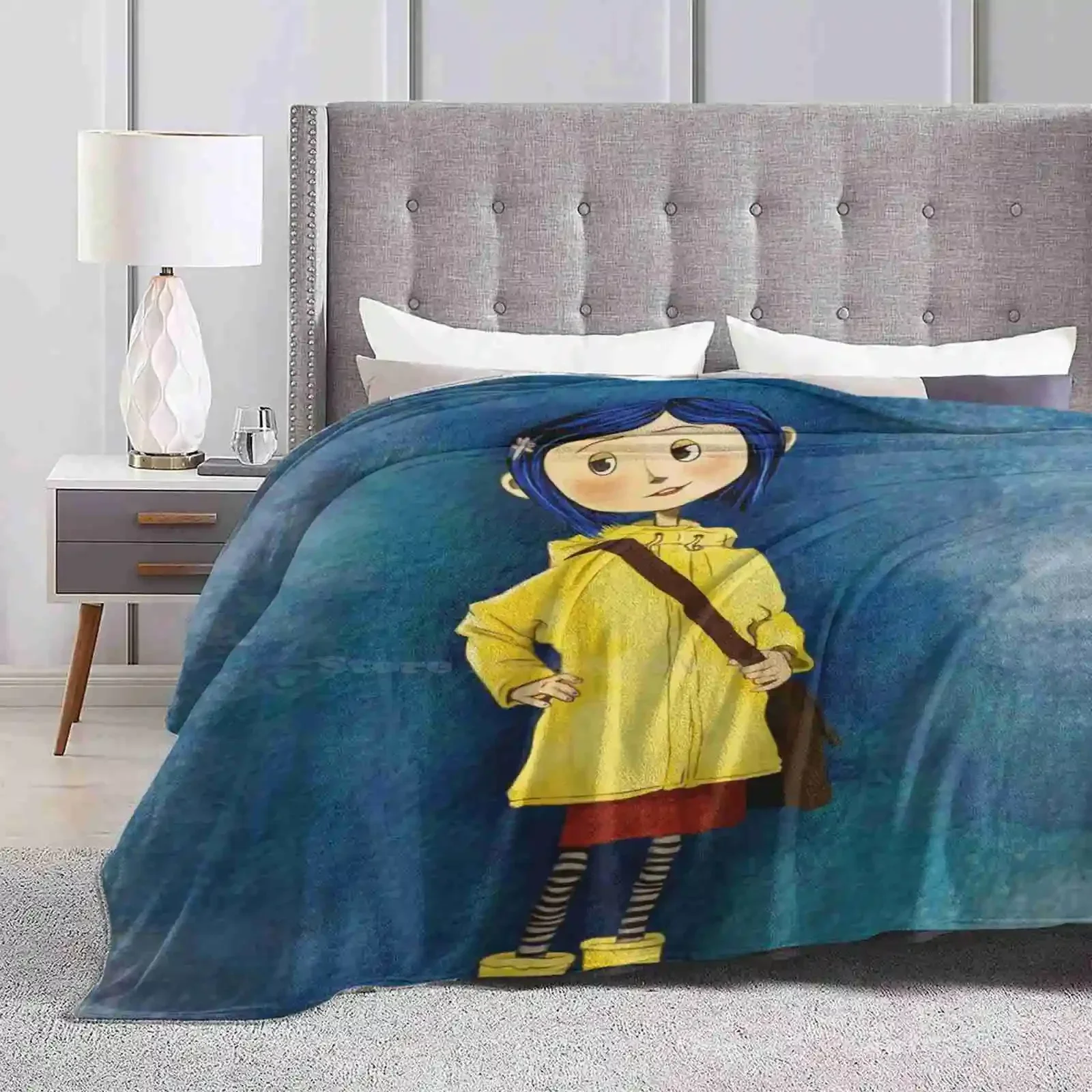 Coraline Top Quality Comfortable Bed Sofa Soft Blanket Coraline Artwork Coraline Character Kids Room Halloween Cute Coraline