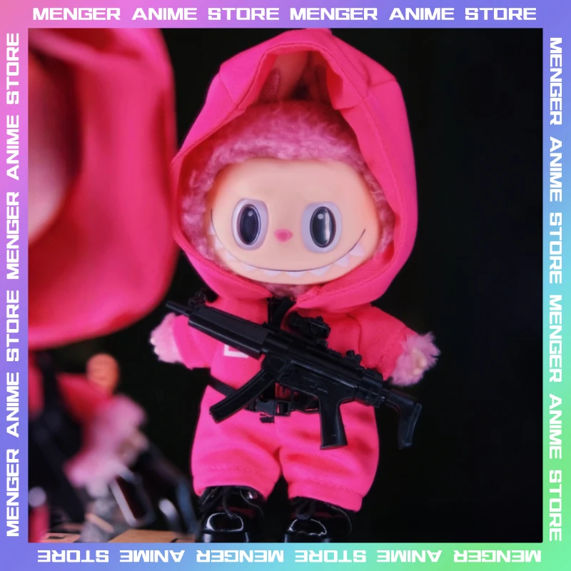 

(Only Clothes for Labubu) Seafood Game Pink Black Tactical Commando Windbreaker Jacket Fit Labubu 1st/2nd/3rd Dolls Accessories