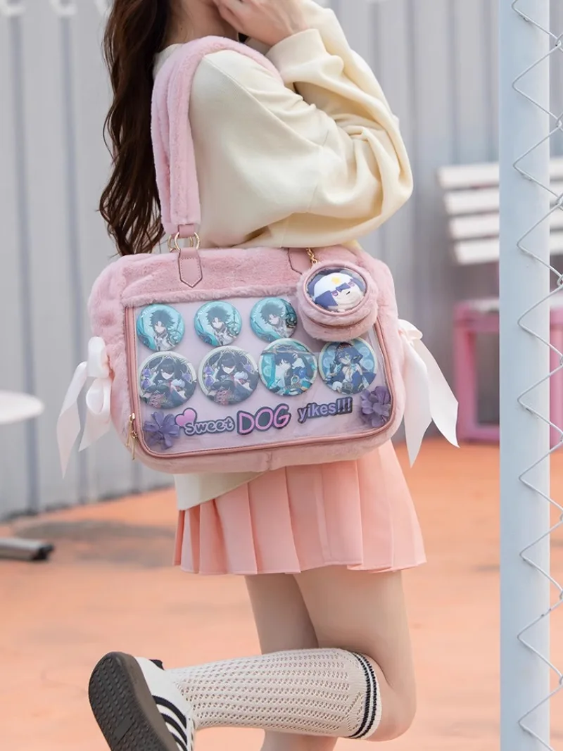 Ita Bag New Autumn Sweet Downy Shoulder Bags for Women 2024 High-capacity Transparent Underarm Bag Elegant Girls Totes Сумка