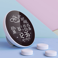 Tuya WIFI Smart Weather Station with Clock Indoor and Outdoor Temperature & Humidity Meter Large Color Screen Weather Clock