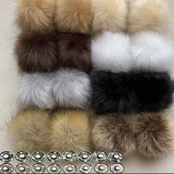 12cm Large Pom Poms with Press Button 1Pair Fluffy Faux Fur Pompom Buttons for Baby Girls Pompon Beanie Hat Hairball Accessor