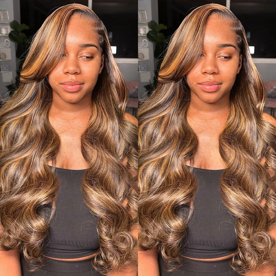 Perruque Lace Front Wig Body Wave Brésilienne Remy Naturelle, Cheveux Humains, 13x4, 13x6, Ombrée, à Reflets, en Solde, pour Femme