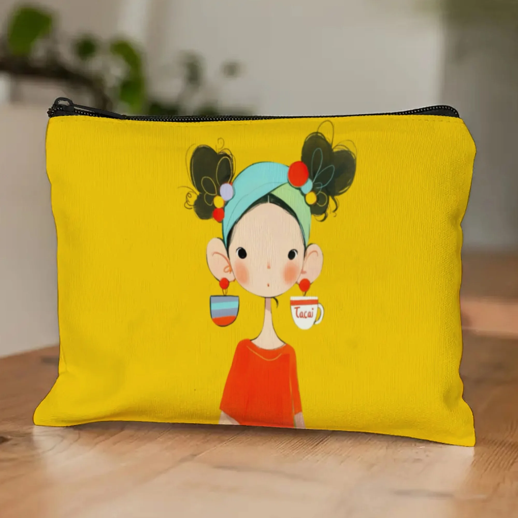 개성있는 커피 소녀 프리미엄 지퍼 메이크업 가방 대용량 화장품 정리함 여행용 세면도구 가방 여성용 디자인