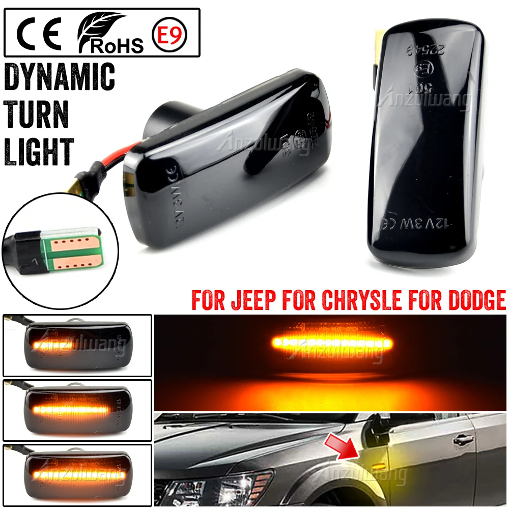 Für Jeep Kompass Grand Cherokee Chrysler 300c Dodge Reise Avenger Lancia LED Seiten markierung lampen dynamische Blinker Licht