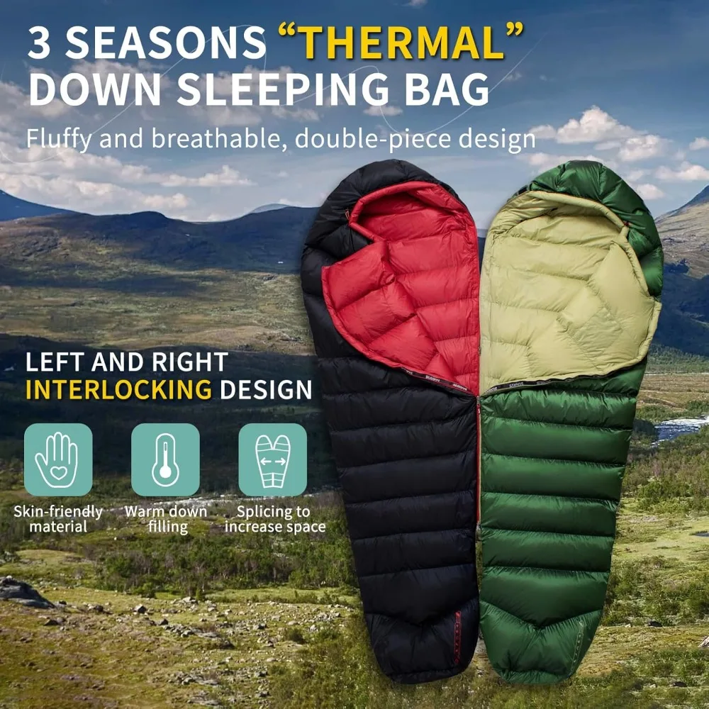 Ultralight Adult Backpacking Sleeping Bag 620 Fill Power, Ideal for Hiking, Camping, with Compact Storage Bag