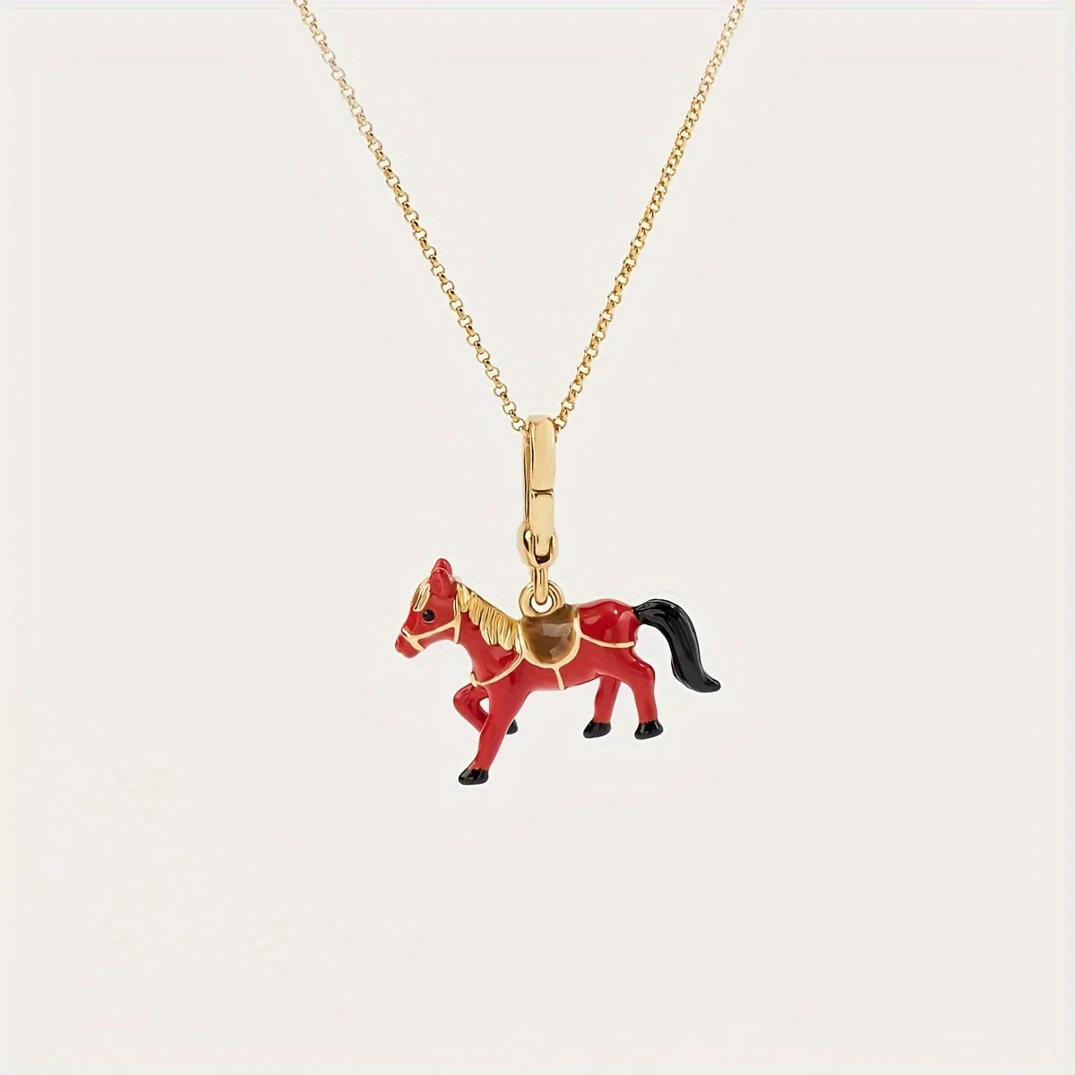 1Pcs Fashion Personality Enamel Cool Red Horse Copper Pendant Necklace For Women Men Trend Temperament Party Jewelry Dating Gift