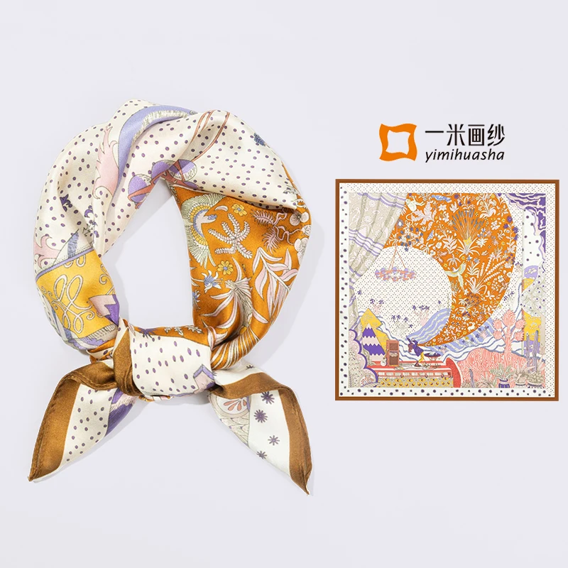 多用途-00-シルクスカーフ-ヴィンテージ花柄ネクタイ-スクエアスカーフ-すべての年齢層向け-肌に優しい-通気性のある-夏用ファッションアクセサリー