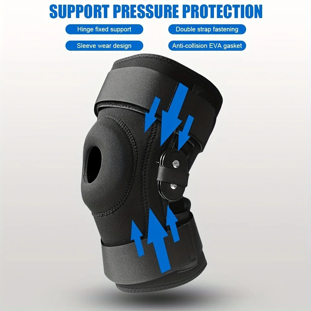 

1pc Adjustable Hinged Knee Brace for Men & Women - Open Patella Design with Built-in Side Stabilizers,Knee Support for Sports