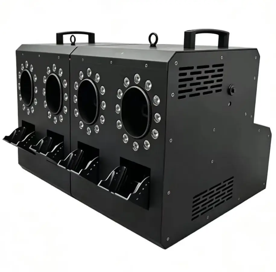 4 Outlets LED 48X3W RGB Smoke Bubble Machine DMX Remote Control 1800W Bubble Fog Sprayer for Wedding and Stage Events