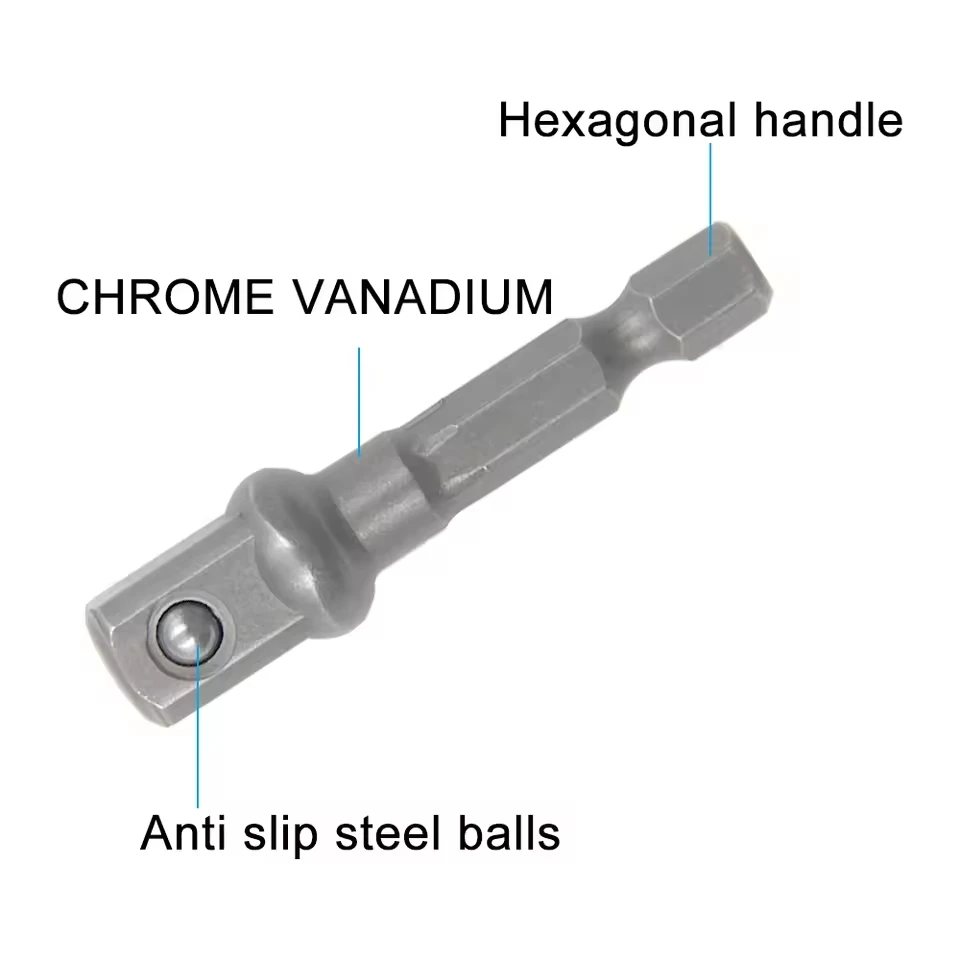 3pcs Impact Drill Bit Socket Adapter 1/4 3/8 1/2" Nut Driver Sockets Hex Shank Extension For Screwdriver Hand Tool