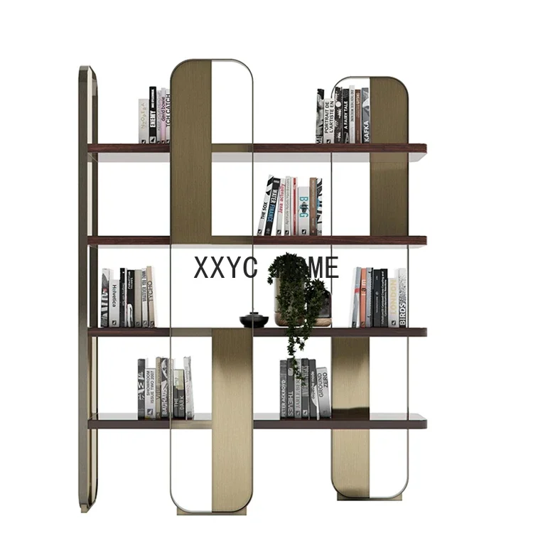 

Customized Villa Model House Light Luxury Modern Multi-Layer Storage Study Stainless Steel Designer Model Floor Display Stand
