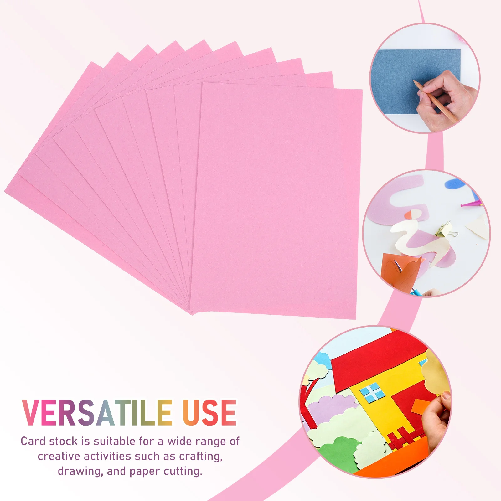 100Pcs A4 Pink Colored Cardstock Paper Thick Cardboard for Craft Projects Scrapbooking Drawing Origami Sheets Pink Paper