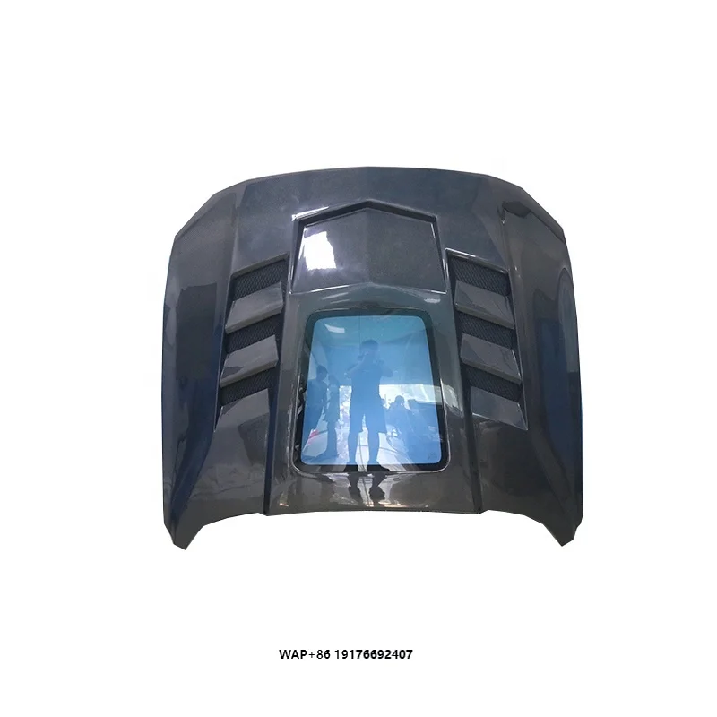 Transparent Window Carbon Hood for Must*ang 2015-2020 Engine Cover Perfect Fitment High Quality