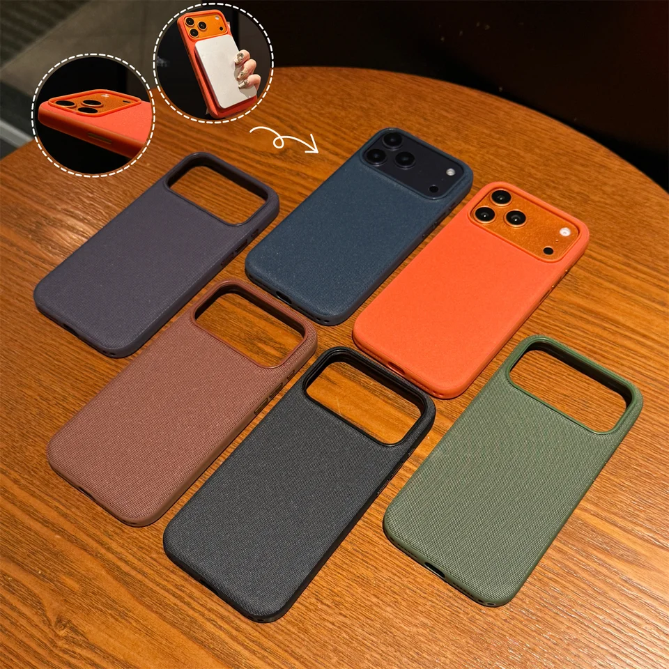 Funda de tela técnica original para iPhone 17 Air 16 15 14 Plus 13 12 11 Pro Max, compatible con MagSafe, suave anti-deslizante a prueba de golpes 3
