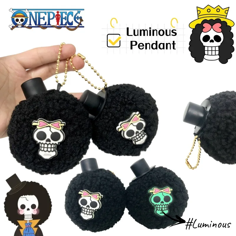 

One Piece Brook Anime Cartoon Cute Plush Doll Creative Personalized Luminous Keychain Handsome Student Backpack Pendant Toy Gift