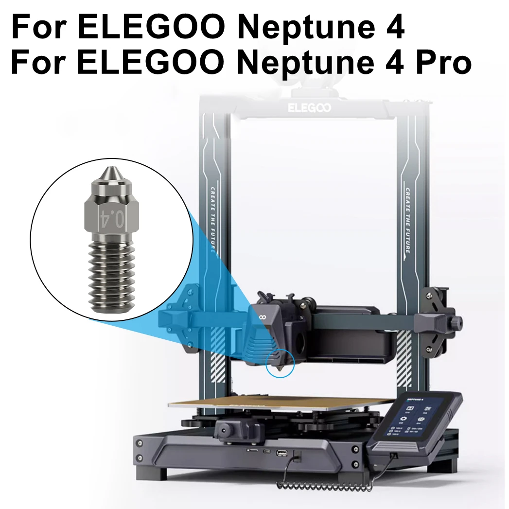 New upgrade Nozzzle For ELEGOO Neptune 4 Pro /For Neptune4 Bimetal Chromium Zirconium Copper Body + Hardened Steel Inset Nozzles