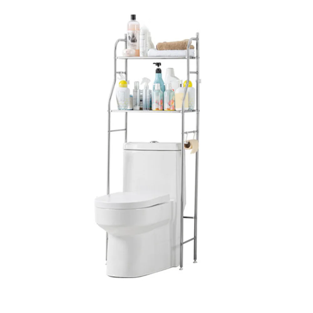 Over The Toilet Storage 2/3-Tier Over Toilet Bathroom Organizers with 4 Hooks and Adjustable Feet Pad, Space Saver Above Toilet