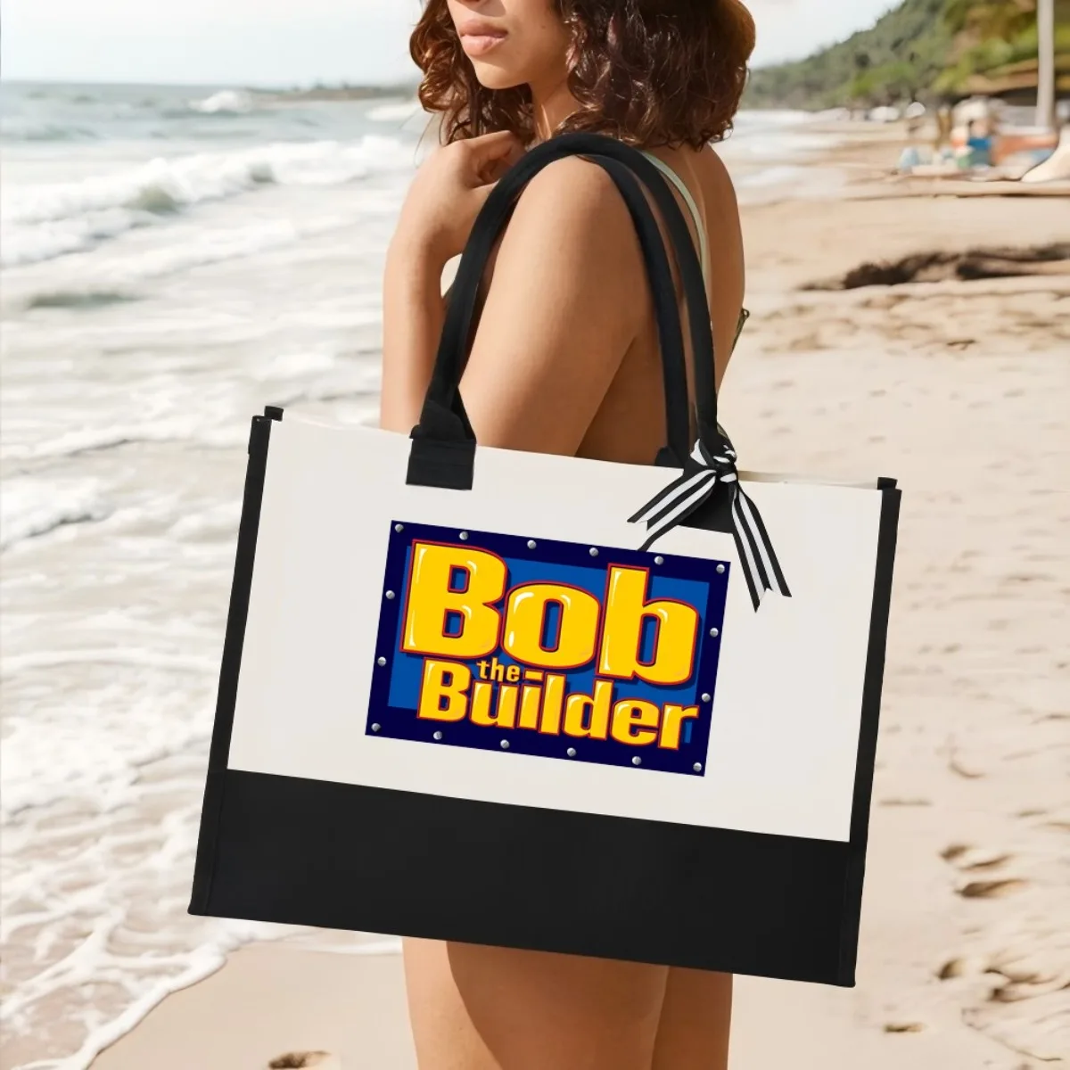 

Bob the Builder 2026 Новое поступление, модная практичная просторная многоразовая большая сумка с узором и принтом, 2-цветная сверхпрочная большая сумка на плечо