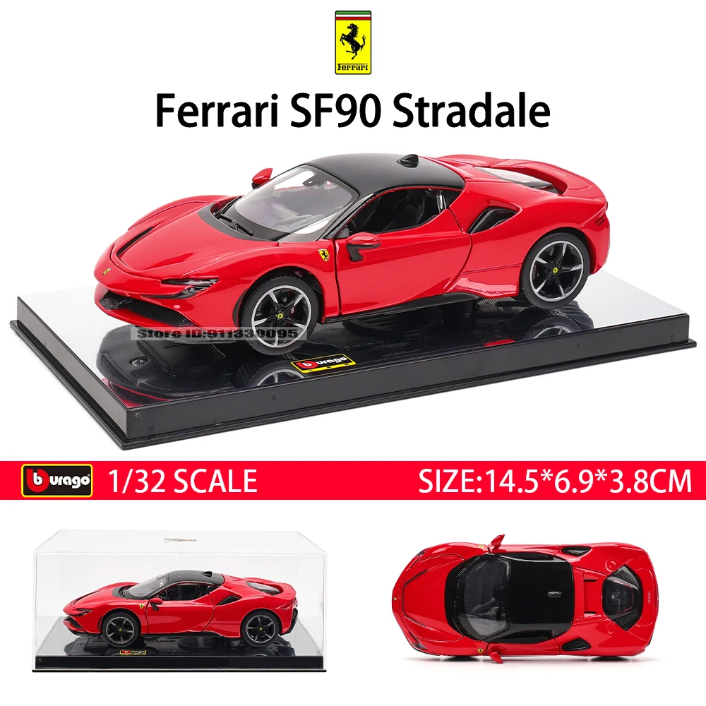 Bburago 1:32 Ferrari SF90 Shelby GT500 Lamborghini alloy die cast series car model with lighting