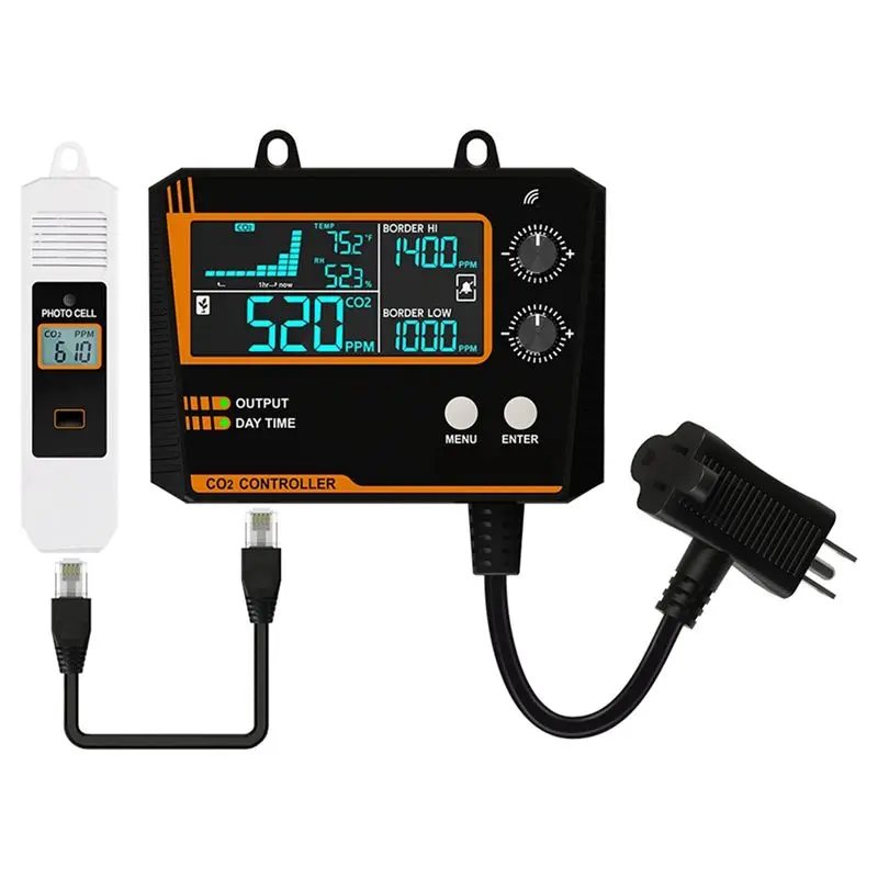 A27F-Carbon Dioxide Controller Single Channel Split Probe CO2 Monitor CO2 Pressure Reducer Valve For Greenhouse EU Plug B