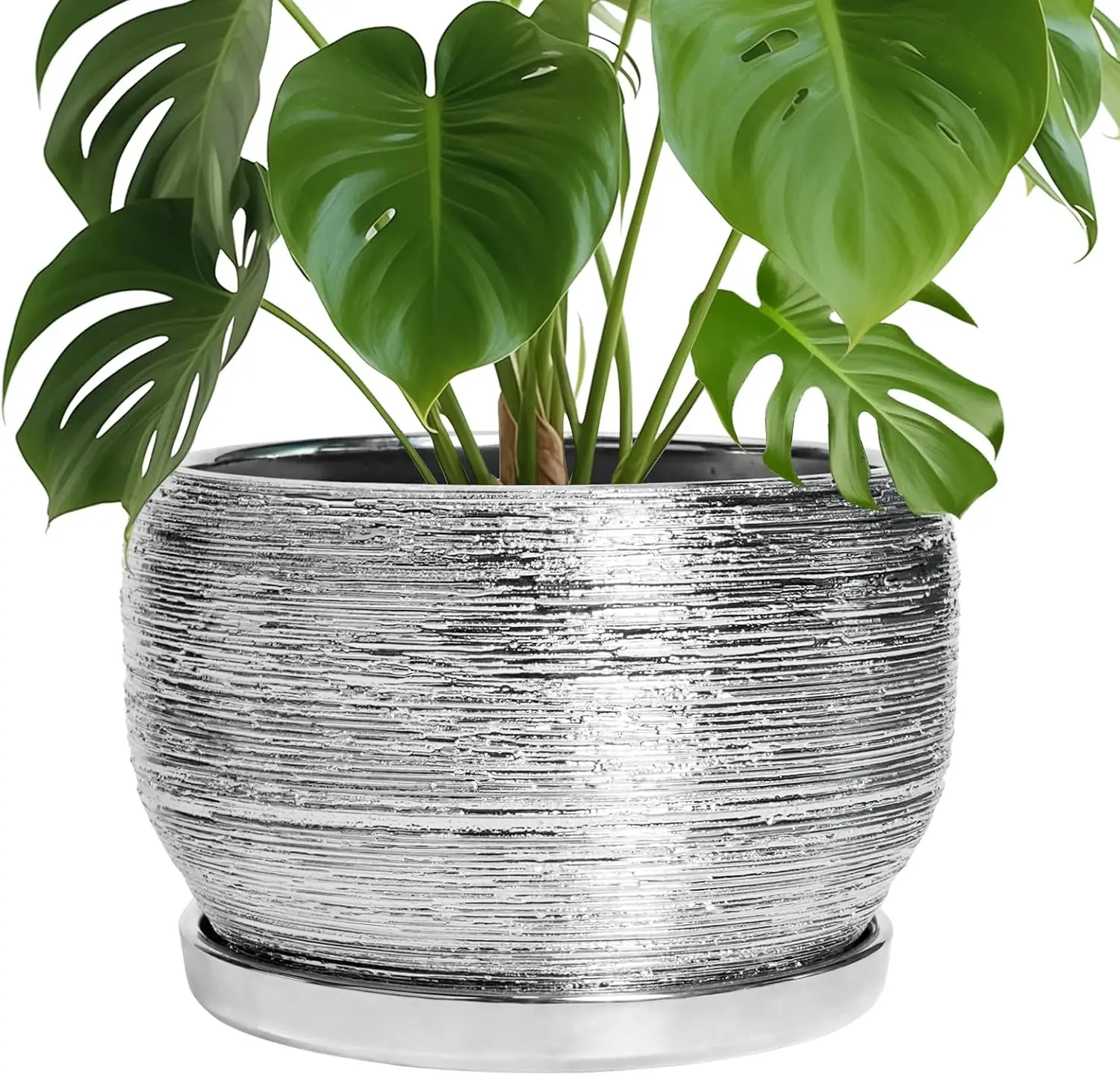 

Керамический горшок для растений 10 дюймов с дренажным отверстием и поддоном, круглый большой кашпо для декора дома и улицы, подарок на новоселье