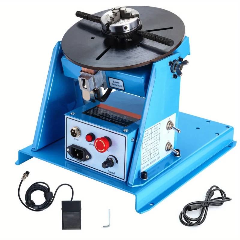 Rotary Welding Positioner 22.05Pound，0-90° Turntable，Equipped 8.1 Inch 3Claw Clamp，1-12 RPM，20W Portable Welding，Su