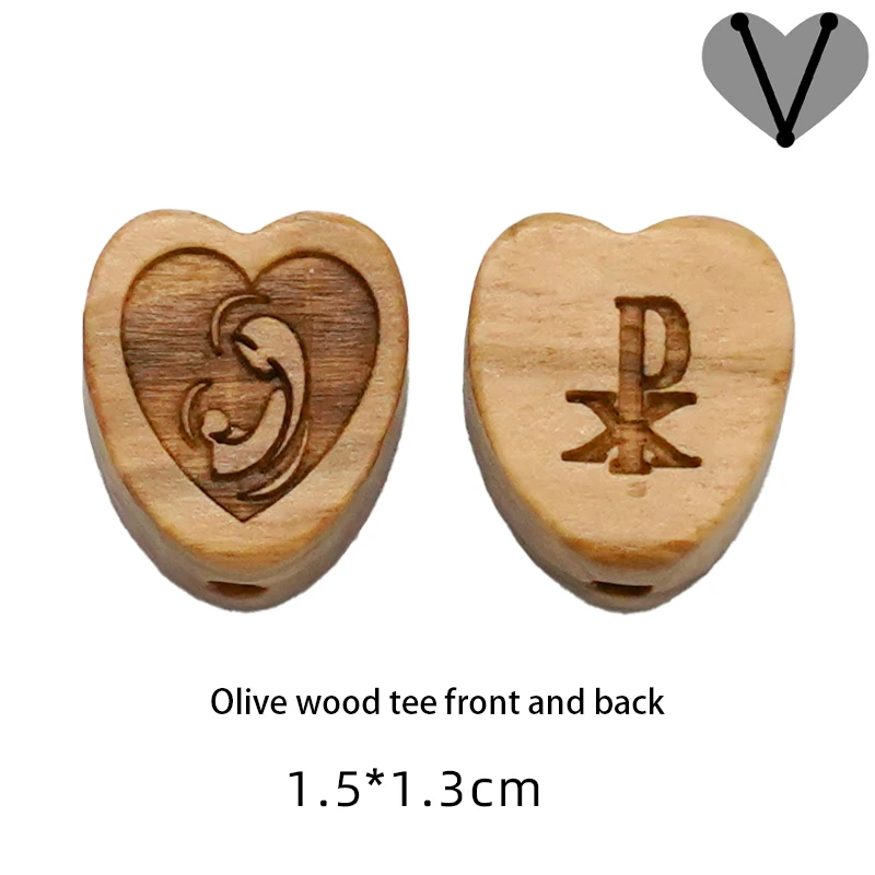 Natural olive wood bracelet beads double through tee hand-carved wooden beads necklace making accessories rose jewelry