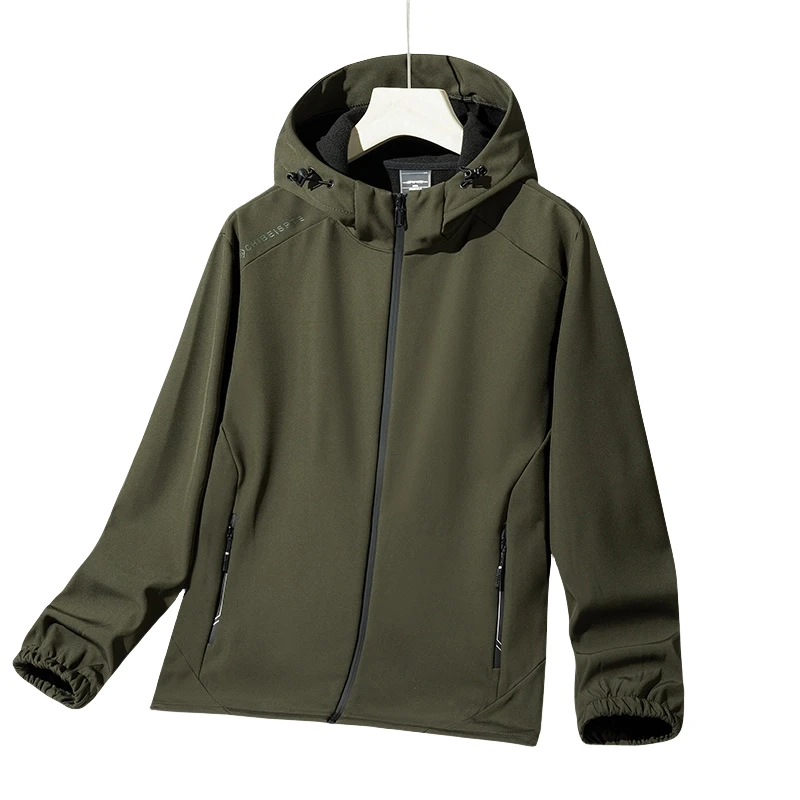 

Male Coat Outdoor Hooded Jacket Soft Shell Jacket Waterproof and Breathable Couple Style Spring Brand New Short Casual Jacket