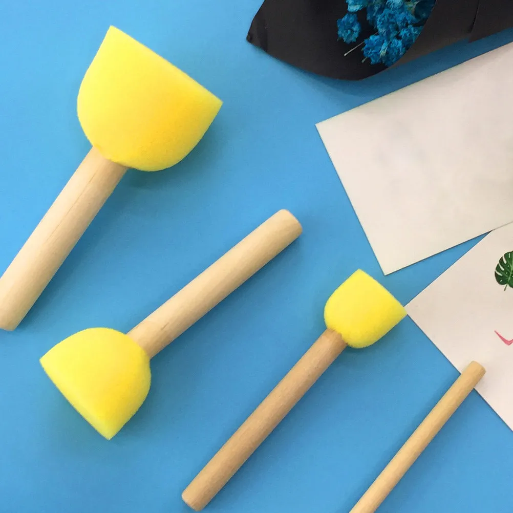 24Pcs Children Graffiti Sponge Brushes Set Round Assorted Sizes Premium Quality Handle Prevents Dirty Hands Art Lesson Painting