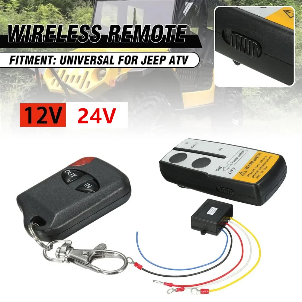 12V 24V Winch Remote Control 15m/50ft Wireless Winch Universal Switch Remote Control Kit for Car Jeep SUV